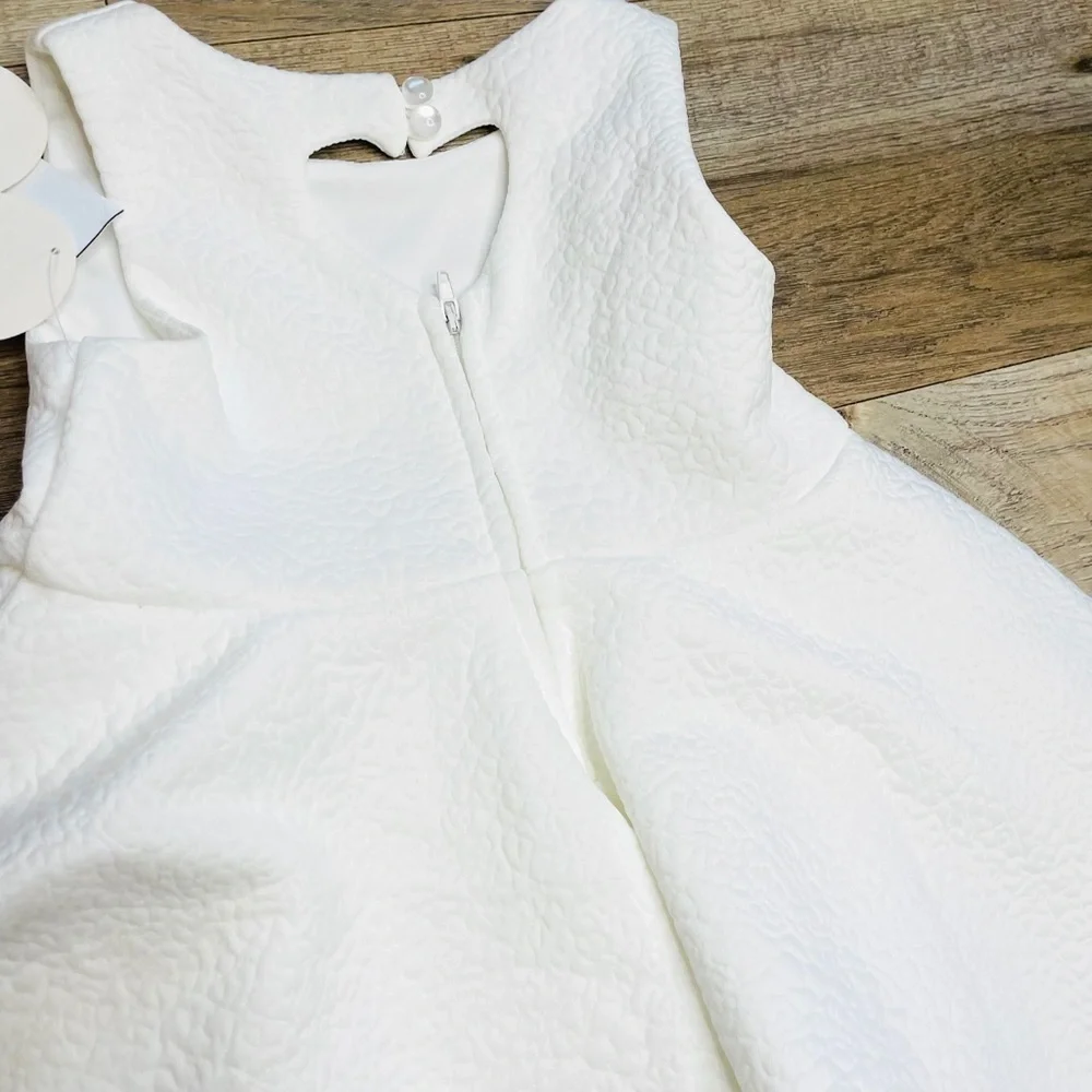 AVA & Yelly Girl’s White Ruffle Jacquard Sleeveless Formal Dress Size 5 NWT